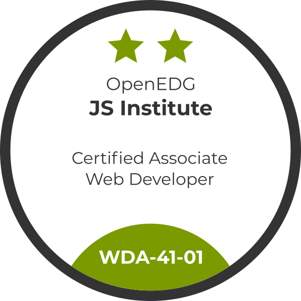 WDA Certified Associate Web Developer certification badge