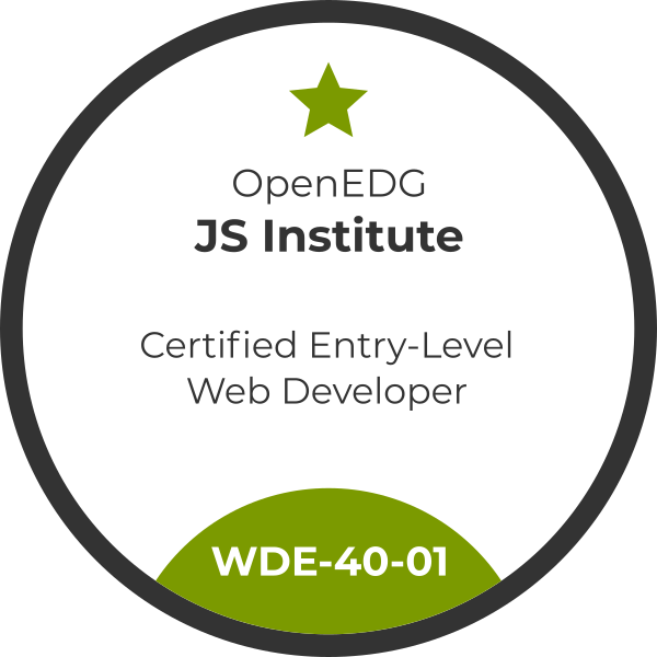 WDE Certified Entry-Level Web Developer certification badge